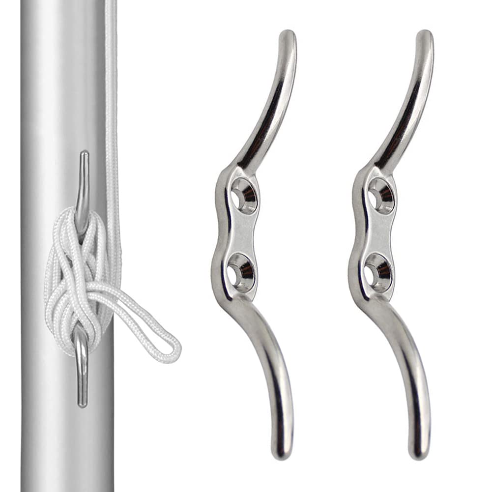 Cleat Hooks, Blind Cord Hook, Cleats for Blinds, 304 Stainless Steel Blind Cord Cleat Hook, Flagpoler Rope Cleat Hook Boat Mooring Accessories for Boats Yachts, Flagpole, Clothesline Stand, Blinds