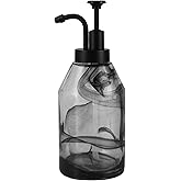 Glass Soap Dispenser for Kitchen and Bathroom Counter, 12.5 Oz Unique 3D Black Smog Thick Glass Hand Soap Bottle with Smooth Action Rust-Free ABS Pump, Dish Soap,Lotion Liquid (Black)