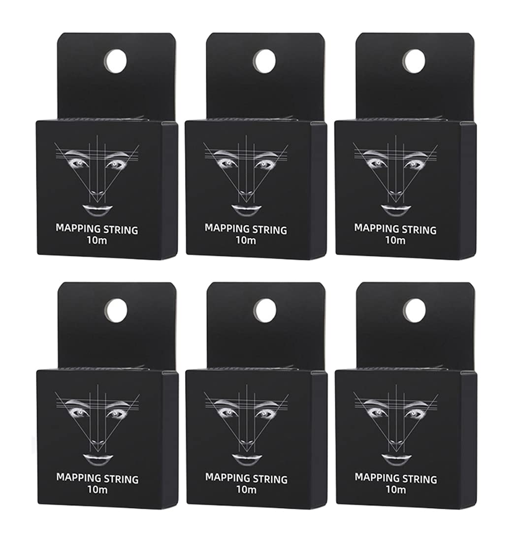 XIAOYU 10M Brow Mapping String Pre-Inked for Microblading, 6Pack, Black Box, White Ink