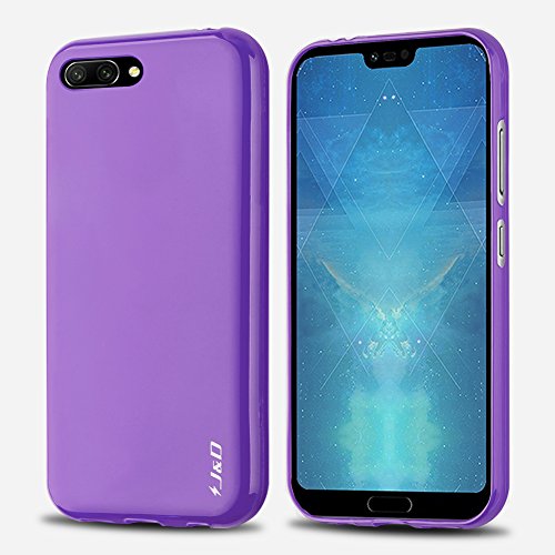 J&D Huawei Honor 10 Case, [Drop Protection] [Slim Cushion] [Lightweight Bumper] Shock Resistant Protective TPU Slim Case for Huawei Honor 10 â€“ [Not for Honor 10 Lite/Honor View 10] - Purple