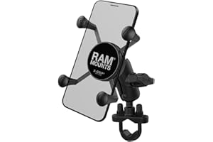 RAM MOUNTS X-Grip Small Phone Mount with Handlebar U-Bolt Base RAM-B-149Z-A-UN7U with Short Arm for Motorcycle, ATV/UTV, Bike