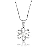 Cherished Moments Girl's 925 Sterling Silver Daisy Flower Necklace with High-End Pearl Accent for Flower Girls 14"