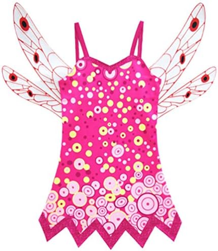 Rauoawby Little Girl Butterfly Costume with Wings Halloween Fairy Princess Dress (110/M, Red)
