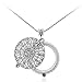 Ryssa Ornate Long Necklace with Reading Magnifying Glass Pendant (Byzantine (Silver))