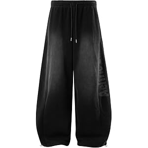 Aelfric Eden Vintage Washed Baggy Barrel Sweatpants for Women Men Wide Leg Graphic Streetwear Pants with Pockets