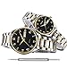 OLEVS His and Hers Watches Couple Matching Set, Business Casual Analog Quartz Luminous Wrist Watches for Women and Men, Classic Calendar Date Window Waterproof Titanium Steel Watches