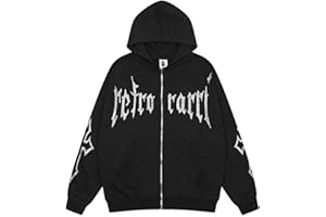 PZLDEYTAY Mens Zip Up Hoodies Women Jackets Loose Fit Y2K Hoodie Graphic Print Sweatshirt Gothic Oversized Jackets