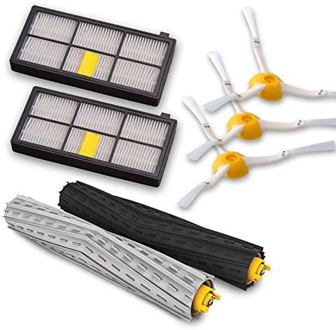 Roomba Parts | Complete Set 8 pieces of Vacuum Cleaner Replenishment Kit for iRobot Roomba 585 595 600 610 620 630 650 660 Series | Premium 3 Armed Side Brush HEPA Filter Sweeper Brush Blade | 213