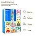 Tespo Portable Clothes Closet Wardrobe for Children and Kids, Cute Cartoon, DIY Modular Storage Organizer, Sturdy and Safe Construction, 12 Deeper Cubes with Hanging Rods (12 Cubes-Blue)