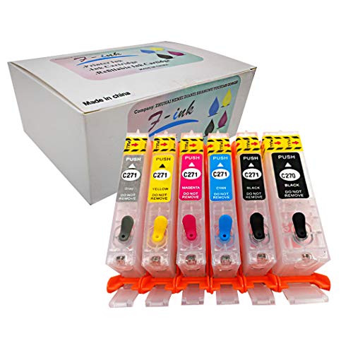 F-ink Empty Refillable Ink Cartridge Replacement for Canon PGI-270XL CLI-271XL,Works with PIXMA MG7720 TS9020 TS8020 Printer (PGBK BK C M Y GY 6 Colors)