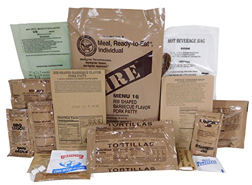 MRE (Meals Ready-to-Eat) Genuine US Military Surplus w/ Menu Selections, 16 Pork Rib