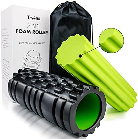 Tryiins Foam Rollers for Muscles,Trigger Point Foam Roller for Back, Back Roller 2 in 1 Foam Rollers. Rollers for Physical Therapy and Balance Exercise (green)
