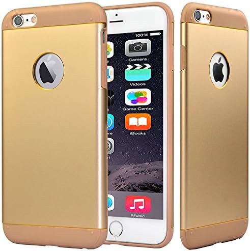 iPhone 6 Plus Case,iPhone 6s Plus Case,Jumtent [Slim Armor] [Aluminum Alloy Casing + TPU shell] Dual Layer Advanced Shock Absorption Protective Case Cover for iPhone 6 Plus / 6s Plus (5.5'')-Gold