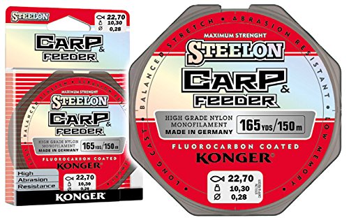 Konger Steelon Carp & Feeder Fluorocarbon Coated Fishing Line 150 m 0.20-0.40 mm Monofilament Super Strong