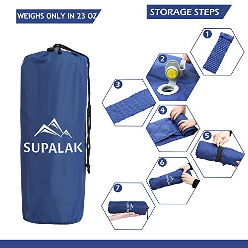 WEINAS Sleeping Pad, Ultralight Inflatable Sleep Pads for Camping Backpacking with Pillow Compact Air Mat Portable Lightweight Mattress for Hiking Hunting Traveling Fishing Biking