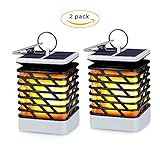 KORJO Solar Lights Outdoor Led Flickering Flame Torch Lights Solar Powered Hanging Lanterns Decorative Landscape Lights for Pathway Garden Deck Holiday Party, Auto On/Off, Waterproof [2 Pack]