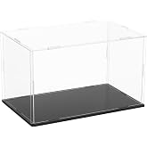 uxcell Acrylic Display Case 9.8" x5.9" x5.9" Black | for Collectibles Action Figure Self-Assemble Display Boxes with Black Base Dustproof Countertop Storage Box for Collectibles