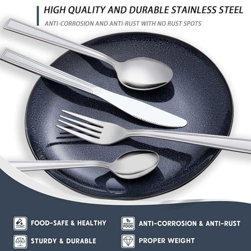 Hunnycook Silverware Set for 12-60PCS Stainless Steel Silverware Set, Include Fork Knife Spoon Set, Mirror Polished, Dishwasher Safe, Cutlery Set for Home Kitchen Restaurant