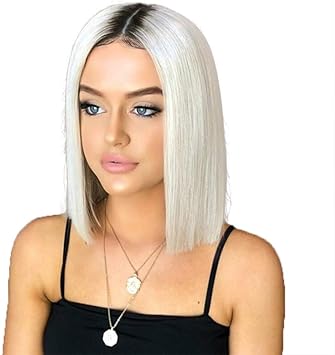 Perruque Lady Perruque 50cm Noir Racines Blanches Cheveux Courts Pour Haute Qualite Comme De Vrais Cheveux Perruques De Parti Quotidien Amazon Fr Beaute Et Parfum