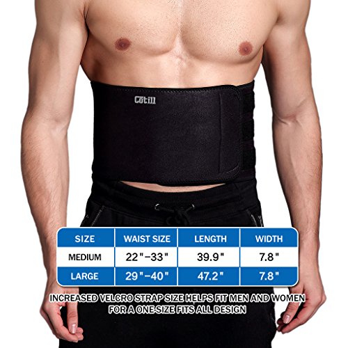 Cotill Waist Trimmer Ab Belt for Men Women - 3 Adjustable Closure Waist Trainer - Stomach Wrap Slimming Sauna Weight Loss Belts and Lower Back Lumbar Support (Medium)