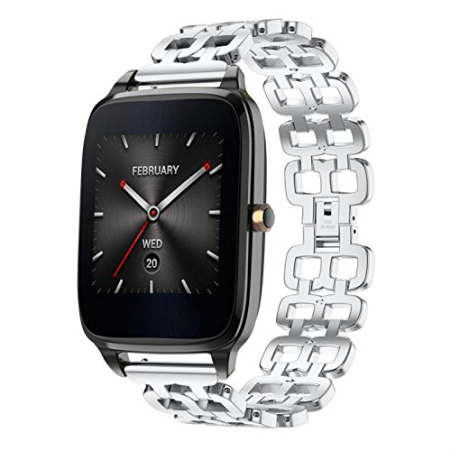 Owill Luxurious Stainless Steel Accessory Watch Band Wirst Metal Band For Asus ZenWatch 2 (Silver) - Thumbnail 2