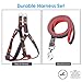 URPOWER Dog Leash Harness Set & Heavy Duty Denim Dog Leash Collar, Adjustable & Durable, Perfect for Daily Training Walking Running, Blue, Red, Medium, Large