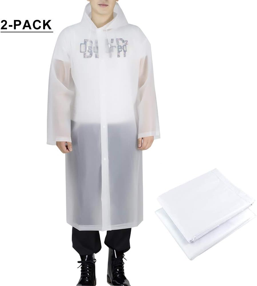 Multifunctional Reusable Rain Poncho, Portable Waterproof EVA Material Resistant Unisex Raincoat with Drawstring hood and Sleeves for Travel Festivals Theme Parks and Outdoors
