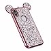 iPhone X Case, Umiko(TM) Super Cute Sparkle Bling Bling Glitter 3D Disney Mickey Mouse Ears Soft Protective TPU Rubber Case with Strap for Apple iPhone X (2017), Rose Gold