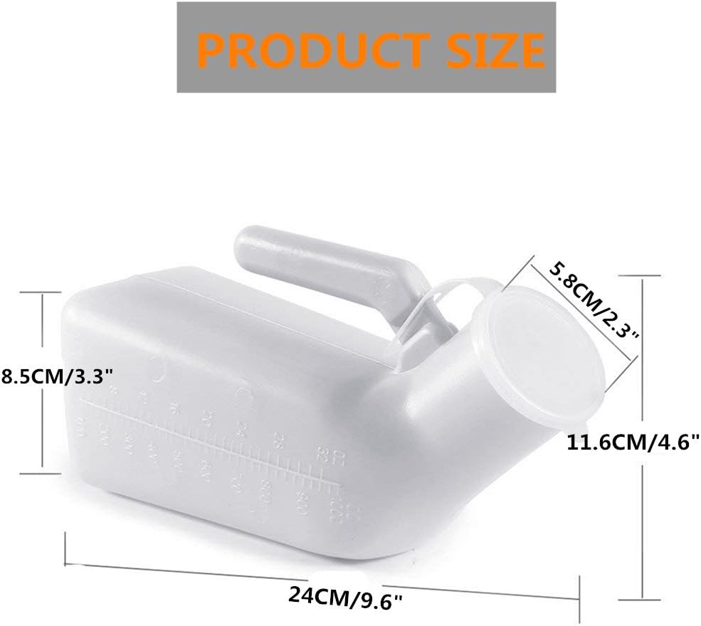 YUMSUM Thick Firm Male Urinal Urine Bottle with Lid 32oz./1000mL (White)pack of 2,: Health & Personal Care