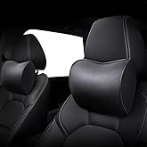 YOUDAXIN 2 Pack Car Leather Neck Pillow, Neck Rest Cushion, Memory Foam and Breathable Removable Cover, Stress-reducing, Anti-Fatigue (Black 2 Pack)