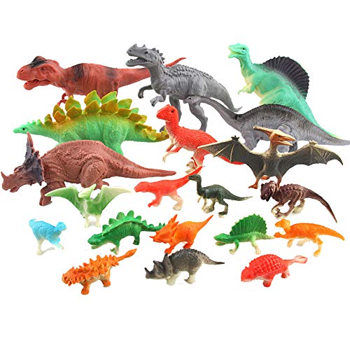 Wenini Dinosaur Toys Sets for Kids, 20 Pieces Plastic Dinosaurs Figures Include Triceratops, Brachiosaurus, Spinosaurus,Stegosaurus, Pterodactylus, T Rex Toys for Boys and Girls (20 Pieces) - Thumbnail 2