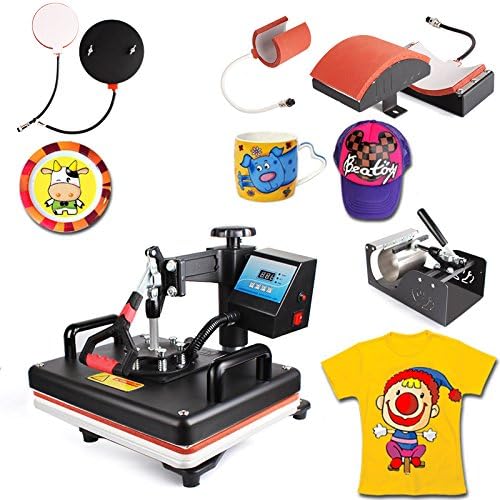 Notika Multifunction Sublimation Heat Press Machine Desktop Iron Baseball Hat Press Digital Swing Away Transfer T Shirt Hat Mug (5IN1)--US Seller Fast Shipping