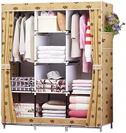 Jolly 経済的なワードローブシンプルなファブリックスチールフレームダブルクロスワードローブスチールチューブ肥厚補強 パターン A