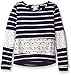 BTween Big Girls' Striped Rib Top with Lace Inserts