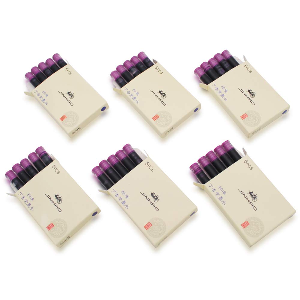 30pcs JINHAO Ink Cartridges Fountain Pen Refills for JINHAO and Baoer Pen Standard Size (Bluish Violet)