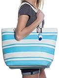 Beach Bag By Pier 17 - Beach Tote Bag withTop Zipper Closure, Cotton Rope Handles, 2 Inner Pocket, Built-In Inner Backing for Extra Durability - L20