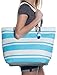 Beach Bag By Pier 17 - Beach Tote Bag withTop Zipper Closure, Cotton Rope Handles, 2 Inner Pocket, Built-In Inner Backing for Extra Durability - L20