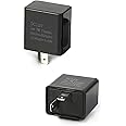 GKmow Pack-2 Adjustable 2 Pin LED Electronic Flasher Relay, 12V Automotive Replacement Flashers for Most Cars (Black)