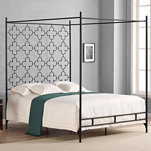 Metal Canopy Bed Frame Twin Full Queen King Adult Kids Princess Bedroom