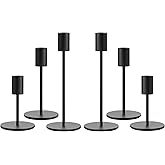FSyueyun Black Candle Holder Taper Candle Holders, Set of 6 Candle Stick Holders Decor for Mantel Table Centerpiece, Used for Wedding, Dinning, Housewarming Gift