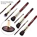 MiroPure 8-Piece Kabuki Makeup Brush Set with Ear Pick and Acne Needle (Golden Carmine / Black)