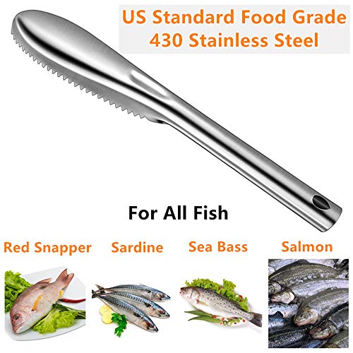 SUPERBEAR 2 Pieces Fish Scaler Remover Fish Scaler Brush with 58 Stainless Steel Sawtooth Easily Remove Fish Scales Skin Cleaning Tool Scraper for Chef and Home Cooks