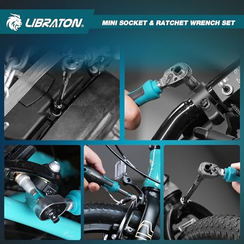 LIBRATON 37 Piece Mini Ratchet and Socket Set with 10.2mm Drive, 4-13mm Bits, Magnetic Handle, Extension Bars and Universal Joint, with Storage Case for
