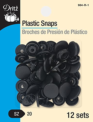 Dritz 984-R-1 Plastic Blk Round Snaps, Size 20, Black