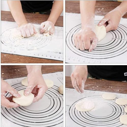 SAEIV Silicone Baking Mat 70 x 50 cm Silicone Baking Mat Non Slip Non Stick Measuring Mat for Fondant Pastry Pizza Baking Mat BPA Free (Black + 3