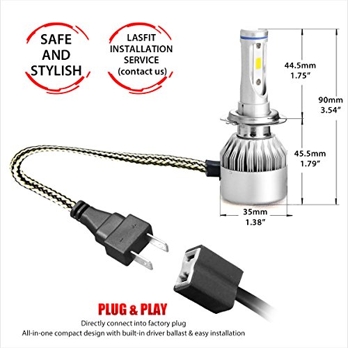 LASFIT H7 LED Headlight KitsCOB Flip Chips/Adjustable Beam 60W 7600LM