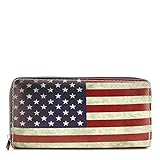 Single Zip Around Vintage American Flag Print Wallet