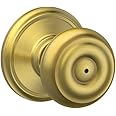 SCHLAGE F40 GEO 608 Georgian Knob Bed and Bath, Satin Brass