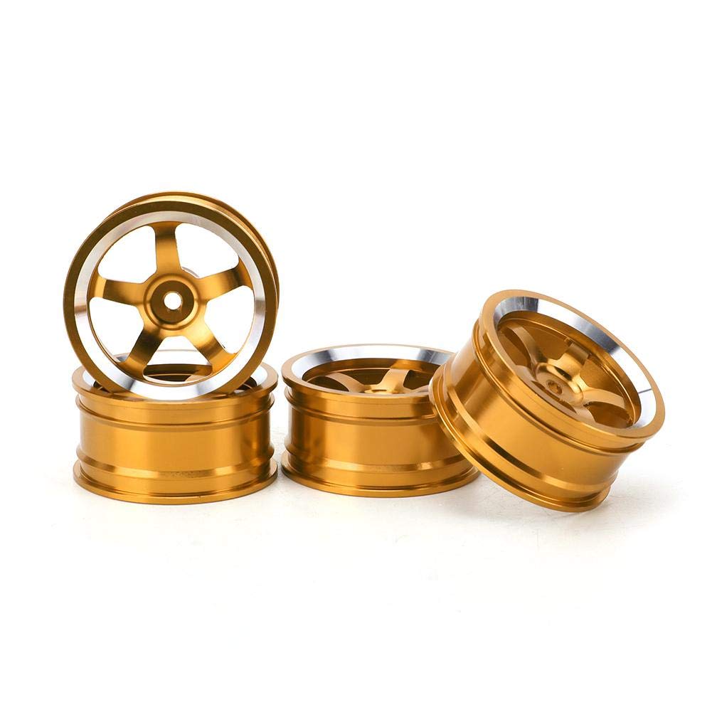 Tbest RC Car Wheel Rims Hub, 4Pcs 1/10 Aluminum Alloy Beadlock Wheel Hub RC Wheel Rims Hub Set Fit for 94123 Tour Drift Car(Yellow)