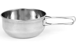 Camping Bowl with Scale, Foldable Handle, Stainless Steel, Lightweight Sierra Cup, Outdoor Use for Camping, Hiking, Picnics